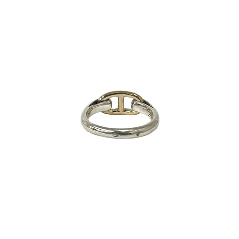 Vintage Chaine d'Ancre Ring Sterling Silver and 18K Yellow Gold