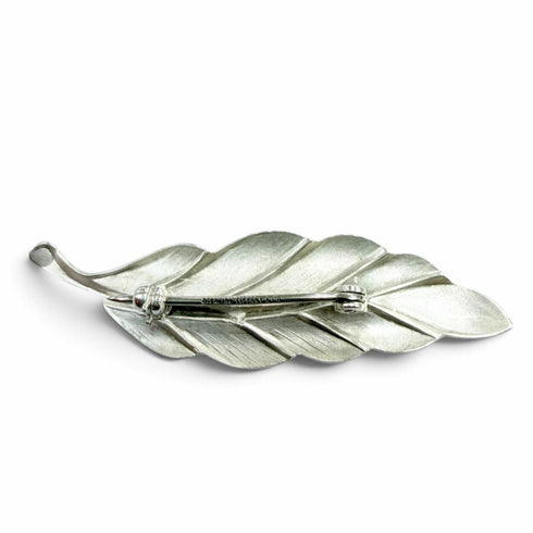 Vintage Feather Motif Brooch Sterling Silver