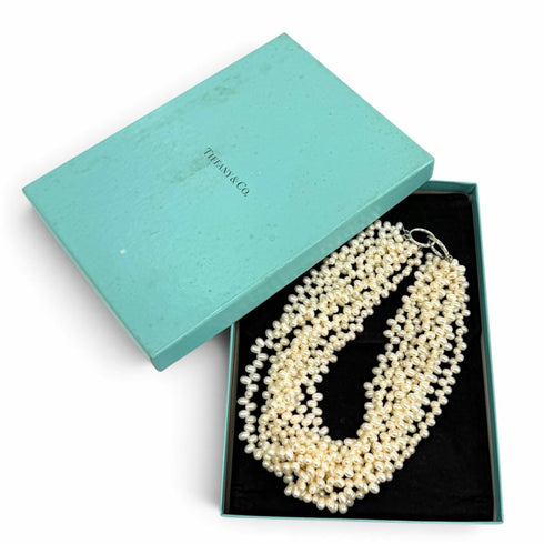 Pendant Necklace Sterling Silver and Freshwater Pearl Choker White