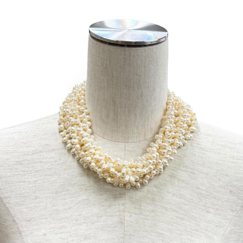 Pendant Necklace Sterling Silver and Freshwater Pearl Choker White