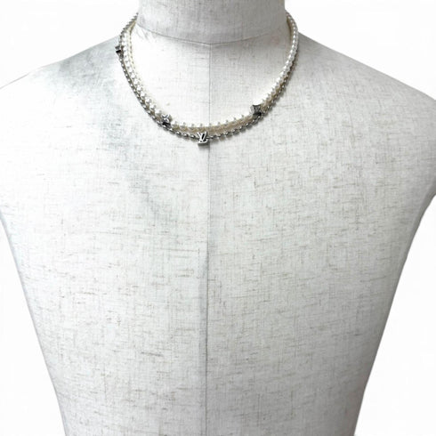 Pearl Fusion Pendant Necklace Silver and White