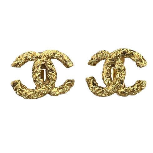CC Logo Clip-On Earrings Metal Gold-Tone Metal