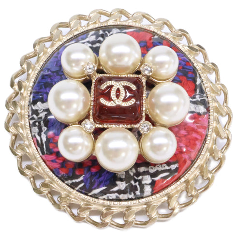 CC Logo Round Brooch Metal
