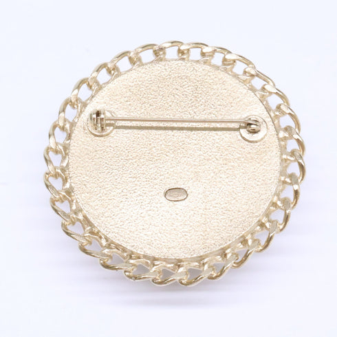 CC Logo Round Brooch Metal