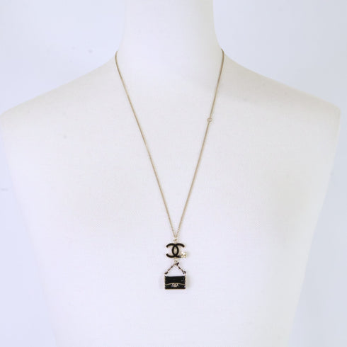 CC Logo Chain Clover Pendant Necklace Metal