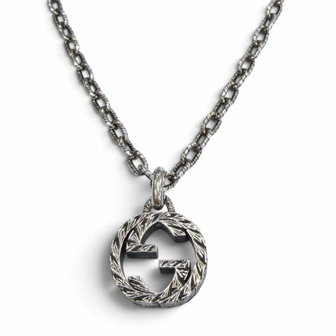 Interlocking G Arabesque Pendant Necklace Sterling Silver