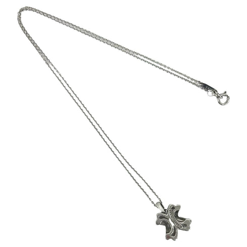Vintage Signature Cross Pendant Necklace Sterling Silver