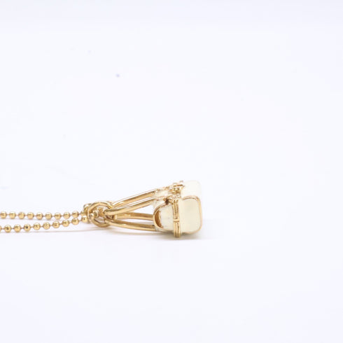 Gancini Pendant Necklace Metal Gold and White