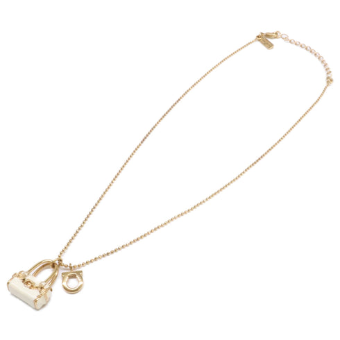 Gancini Pendant Necklace Metal Gold and White