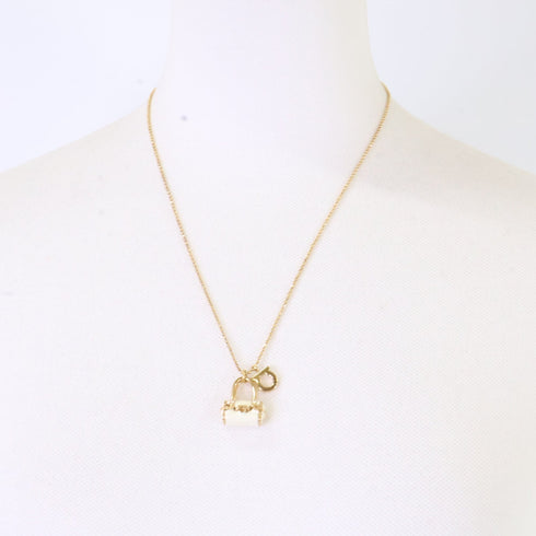 Gancini Pendant Necklace Metal Gold and White