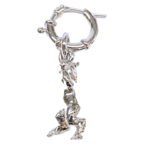Single Earring Hoop Silver-Tone Metal