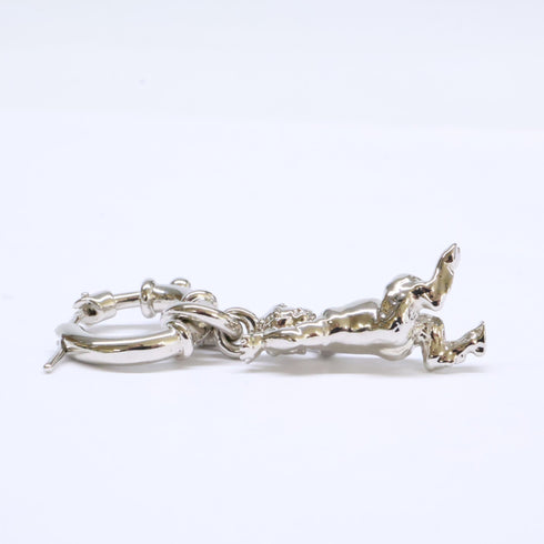 Single Earring Hoop Silver-Tone Metal