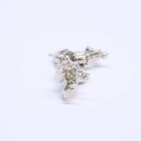 Single Earring Hoop Silver-Tone Metal