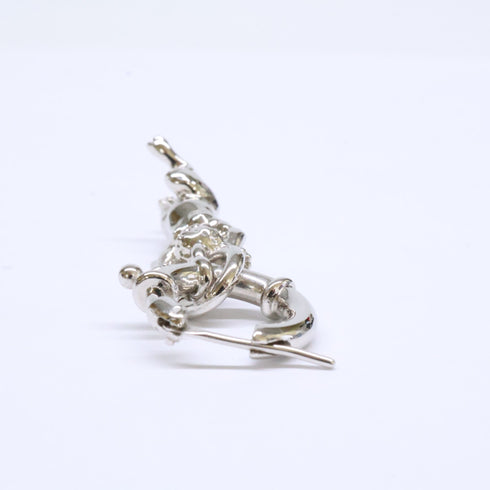 Single Earring Hoop Silver-Tone Metal