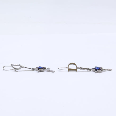 Dangle Earrings Logo Dangle Silver-Tone Metal