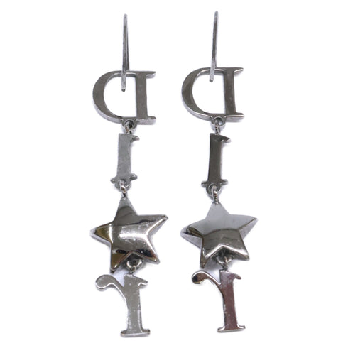 Dangle Earrings Logo Dangle Silver-Tone Metal
