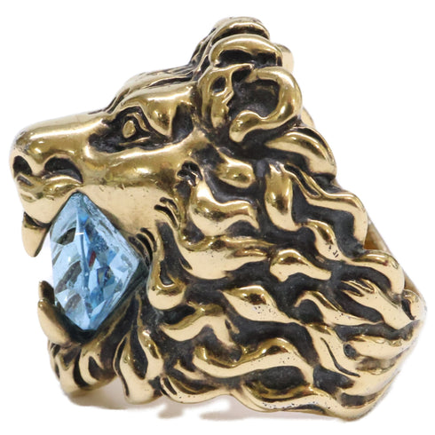 Lion Head Ring Metal with Crystal
