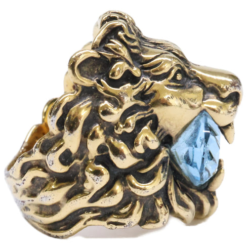Lion Head Ring Metal with Crystal