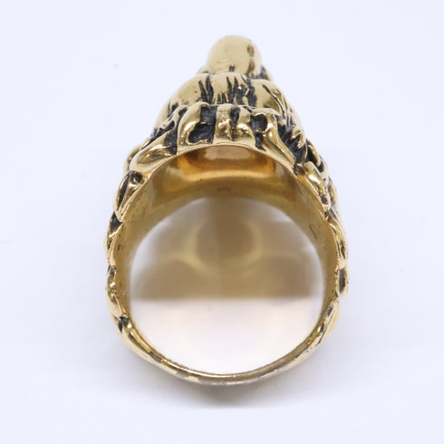 Lion Head Ring Metal with Crystal
