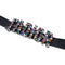 Choker Necklace Metal With Rhinestone And Grosgrain Ribbon Black And Multicolor
