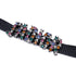 Choker Necklace Metal With Rhinestone And Grosgrain Ribbon Black And Multicolor