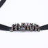 Choker Necklace Metal With Rhinestone And Grosgrain Ribbon Black And Multicolor