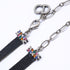 Choker Necklace Metal With Rhinestone And Grosgrain Ribbon Black And Multicolor