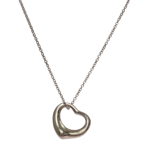 Open Heart Pendant Necklace Sterling Silver 14mm