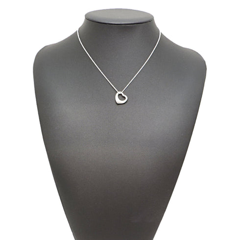 Open Heart Pendant Necklace Sterling Silver 14mm