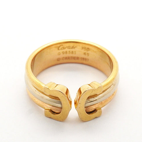 Vendome Louis Cartier Band Ring 18K Tricolor Gold