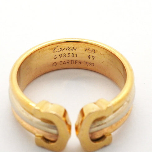 Vendome Louis Cartier Band Ring 18K Tricolor Gold