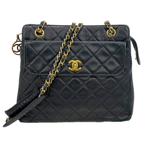 Vintage Front Pocket Shoulder Bag Quilted Lambskin Medium