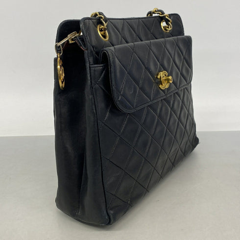 Vintage Front Pocket Shoulder Bag Quilted Lambskin Medium