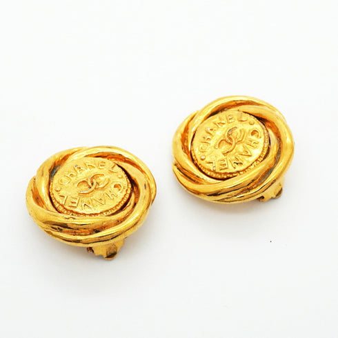 CC Logo Clip-On Earrings Metal Gold-Tone Metal