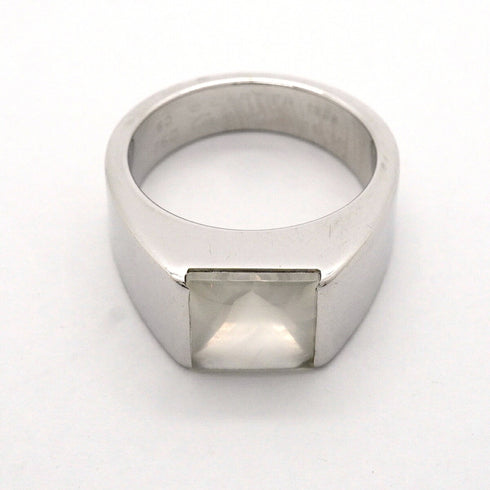 Band Ring 18K White Gold with Moonstone