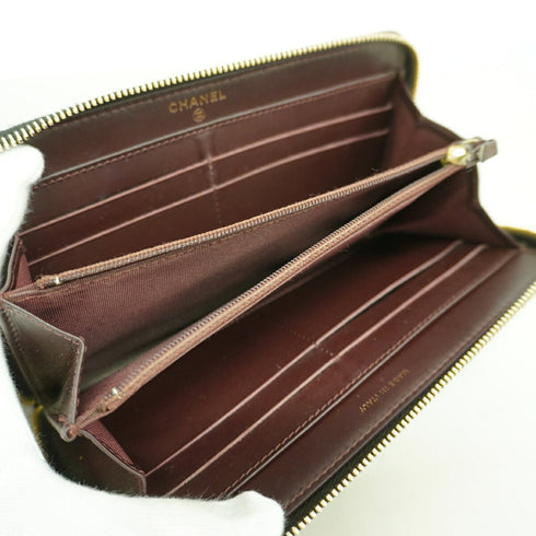 Zip Around Wallet Quilted Caviar Long