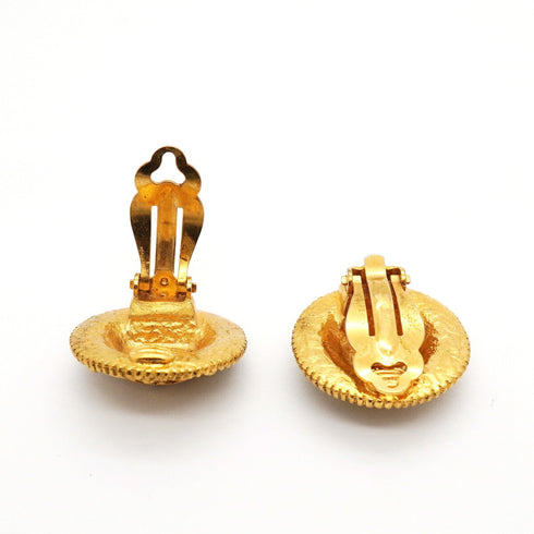 CC Logo Circle Clip-On Earrings Metal Gold-Tone Metal