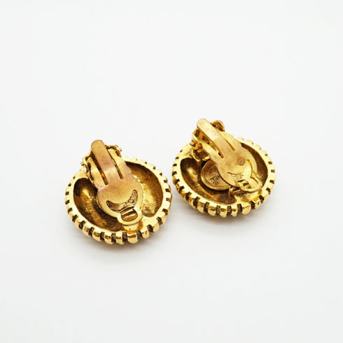 CC Logo Circle Clip-On Earrings Metal Gold-Tone Metal