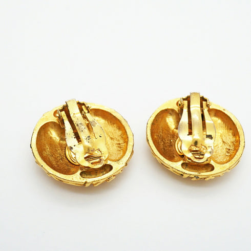 CC Logo Circle Clip-On Earrings Metal Gold-Tone Metal