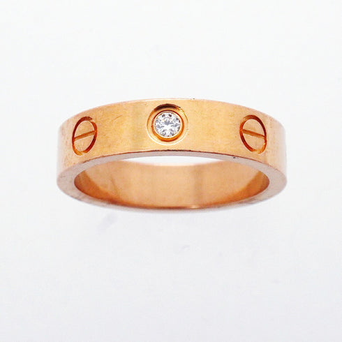Band Ring 18K Rose Gold Mini with Diamond
