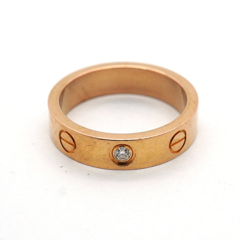 Band Ring 18K Rose Gold Mini with Diamond