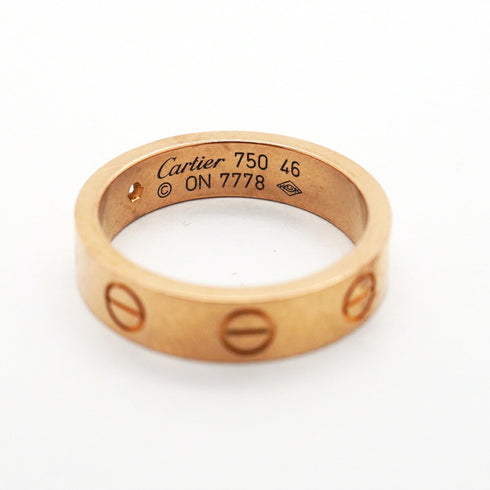 Band Ring 18K Rose Gold Mini with Diamond