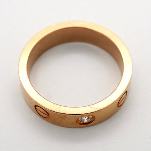 Band Ring 18K Rose Gold Mini with Diamond