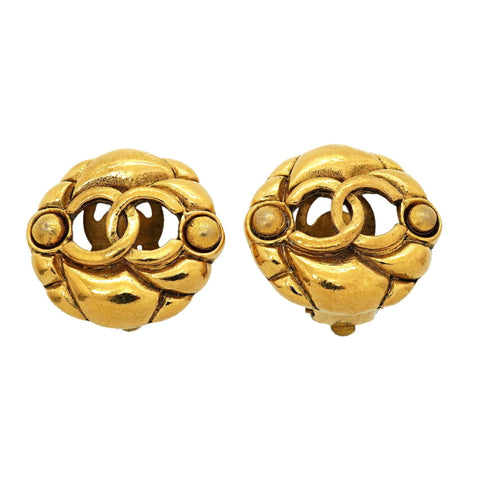 CC Logo Circle Clip-On Earrings Metal Gold-Tone Metal