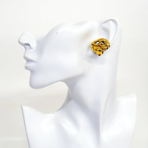 CC Logo Circle Clip-On Earrings Metal Gold-Tone Metal