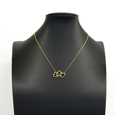 Triple Heart Pendant Necklace 18K Yellow Gold