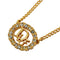 Oval Pendant Necklace Gold and Rhinestone