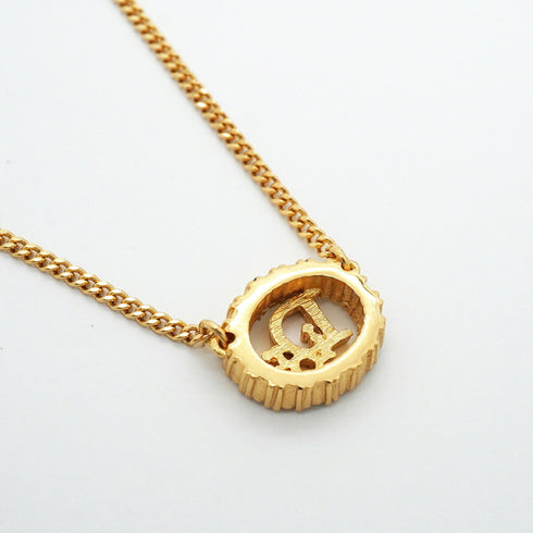 Oval Pendant Necklace Gold and Rhinestone