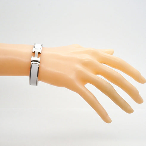Clic Clac Bangle Metal Silver White Mini Bracelet