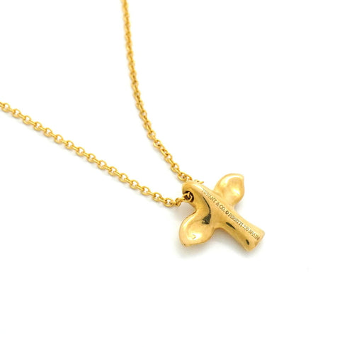 Bird Cross Pendant Necklace 18K Yellow Gold